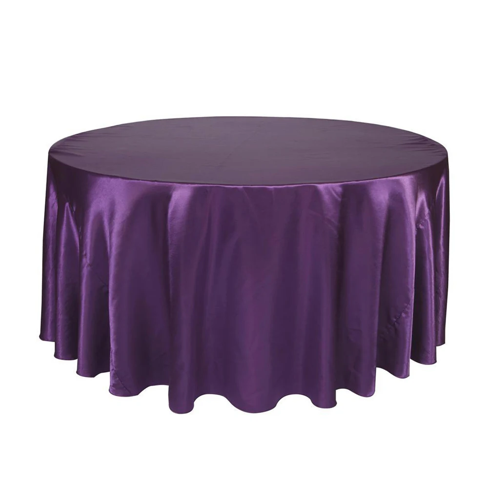 

Round Table Cloth Topper Tablecloth Luxury Polyester Satin Table Cover Oilproof Wedding Party Restaurant 18