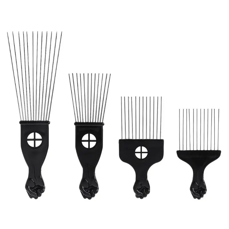 Long Stainless Steel Wide Teeth Comb Insert Curly Hair Brush Plastic