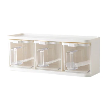 

Vertically Rotatable Storage Seasoning Boxes Spice Jar Bottle with Spoon Kitchen Supplies P7Ding