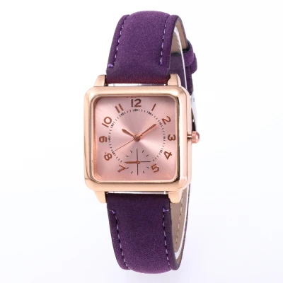 Montre femme, Лидирующий бренд, женские часы-браслет, наручные часы с кожаными кристаллами, женская одежда, женские кварцевые часы, Прямая поставка - Цвет: Фиолетовый