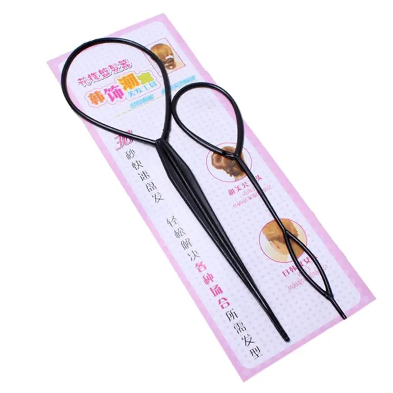 

2Pcs/Set Women Girls Ponytail Styling Maker Clip Tools Hair Ties Braider Accessories Plastic Loop Pin DIY Beauty Kit