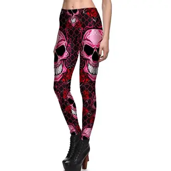 

New Arrival 3D Women Sexy Leggings Trousers Yoga Fitness High Elastic 3D Skulls Gym Running Tights Slim Outdoor Pants S-4XL