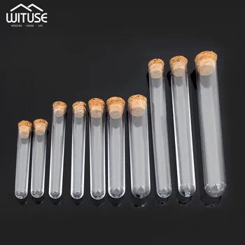 

10PCS Clear Plastic Test Tubes With Cork Stoppers 12x100mm Drink Shot Lab Supplies Wedding Favor Tubes Party Favour Storages