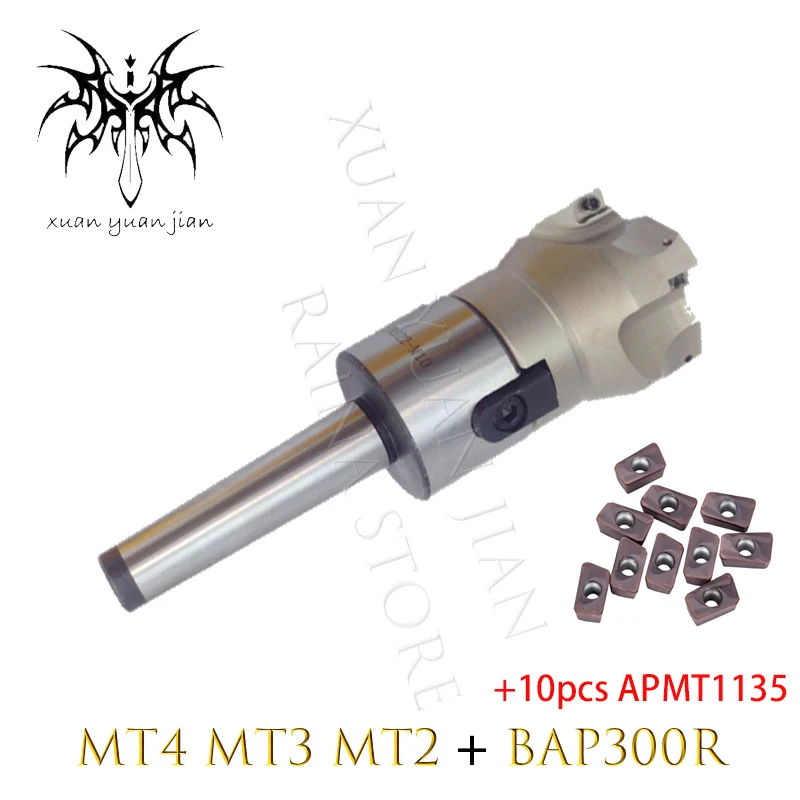 

1pc MT3 FMB22 M12 MT2 FMB22 M10 + 10PCS APMT1135 Combi Shell Mill Arbor Morse Taper Tool Holder for BAP300R CNC Milling Machine