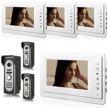 Freeship by DHL 7″ TFT Video Intercom With 4 White Monitors Wired Two-Way Intercom Home Security System Audio Doorbell Doorphone