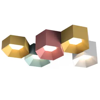 

Post modern geometric combination ceiling lights macaron colors colorful metal lamp body acrylic lampshade surface mount light