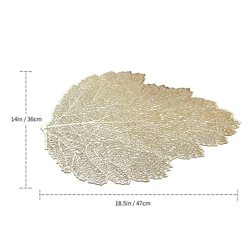 UPORS 4 шт./компл. салфетка под тарелку с лиственным рисунком выдолбленные подставки набор теплоизоляционный коврик нескользящий моющийся ПВХ настольные коврики для обеденного стола