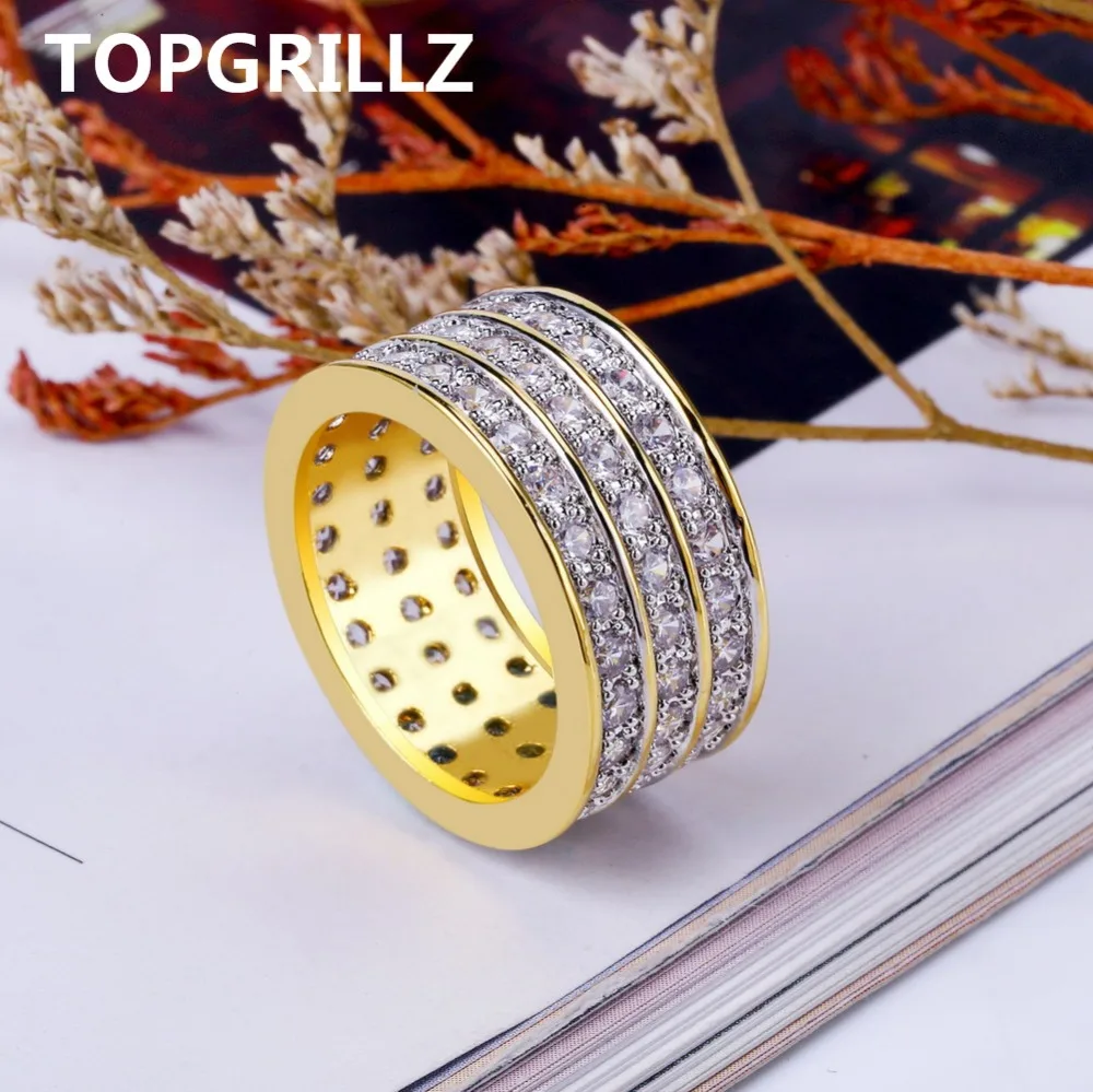 TOPGRILLZ Новое Стильное кольцо в стиле хип хоп рок с микрозакрепкой из фианита