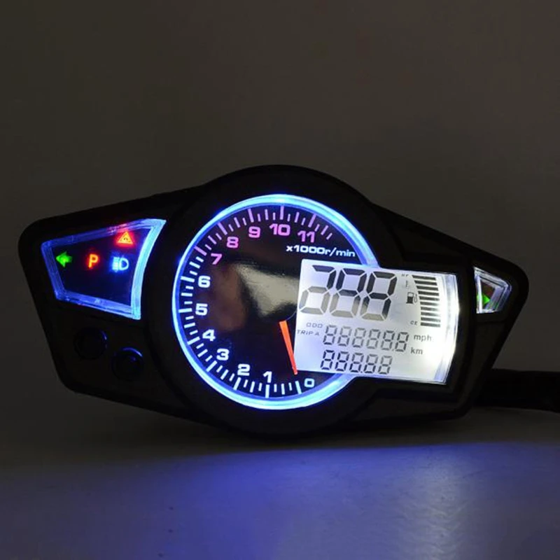 Free shipping Motorcycle LCD backlight Speedometer Motorcycle Digital Odometer Speedometer Tachometer Fit for 2&4 Cylinders