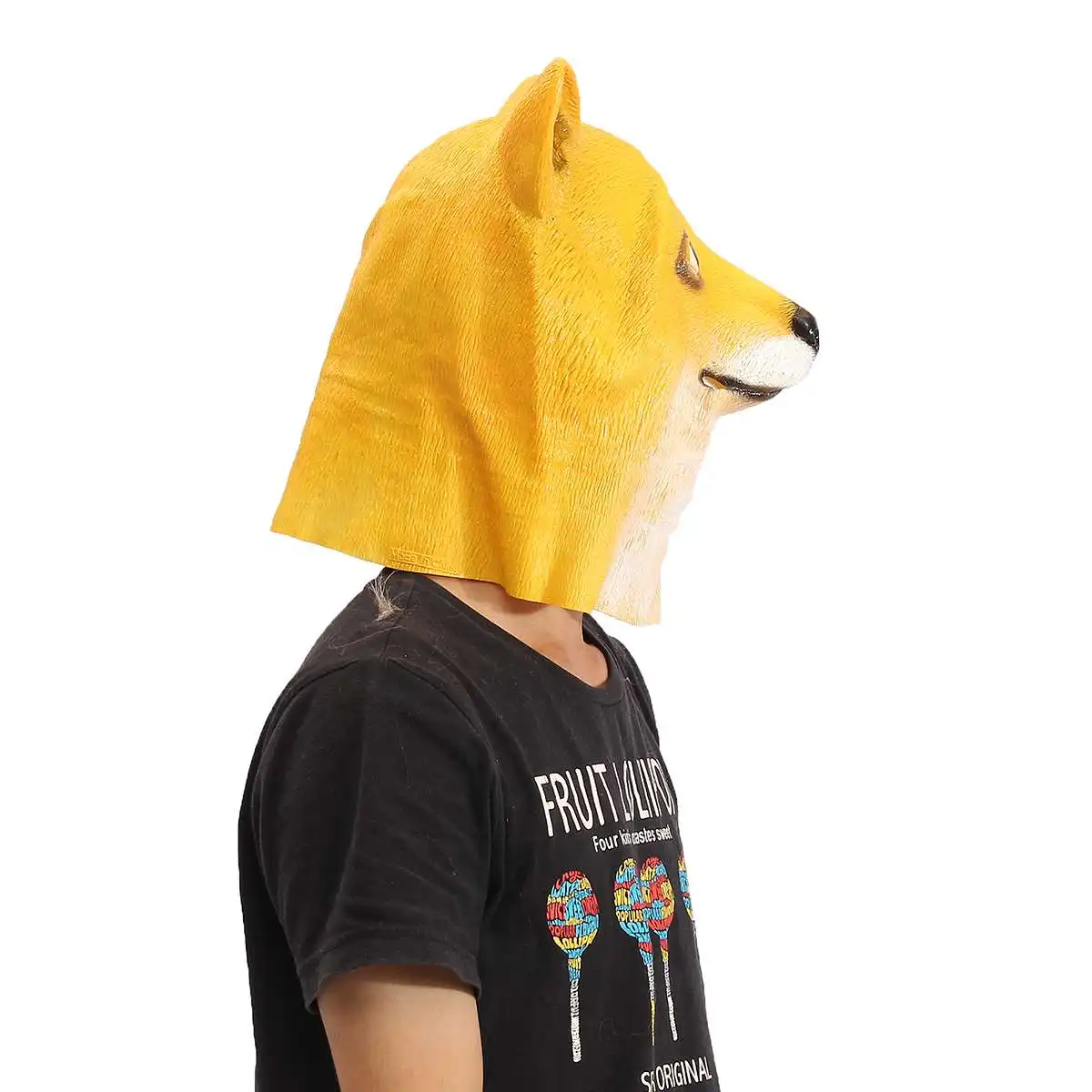 Смешные желтые маски собак смешные виниловые Doge Полный головной маски Cospaly маскарадное платье собака карнавал вечерние сумасшедшие маски Хэллоуин маска