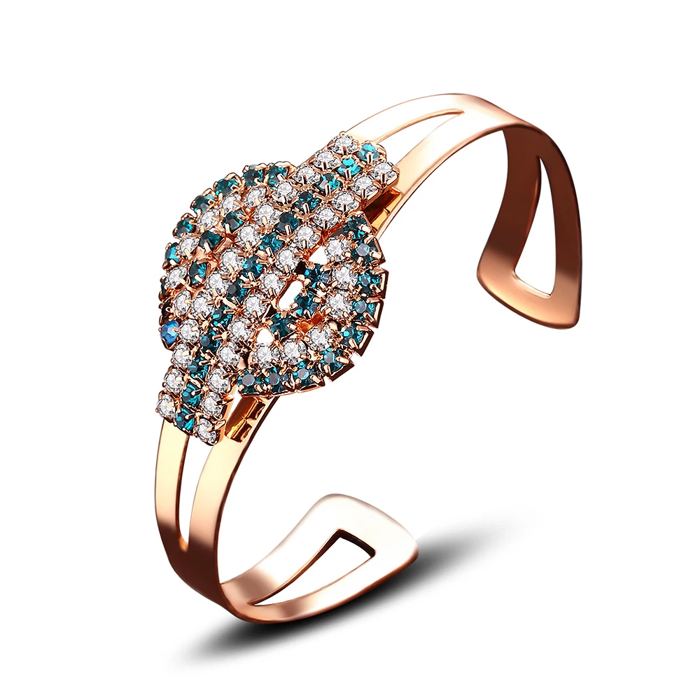 

ECODAY White Green Crystal Bangle Gold Color Bracelets for Women Pulseras Charm Bracelets & Bangles