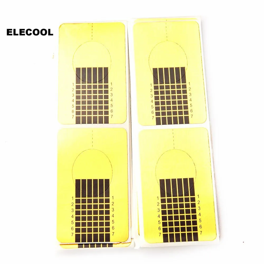 

ELECOOL 50PCS Golden Horseshoe Shape Nail Extension Sticker Acrylic UV Gel Sculpting Guide Sticker Extending Nail Art Tools