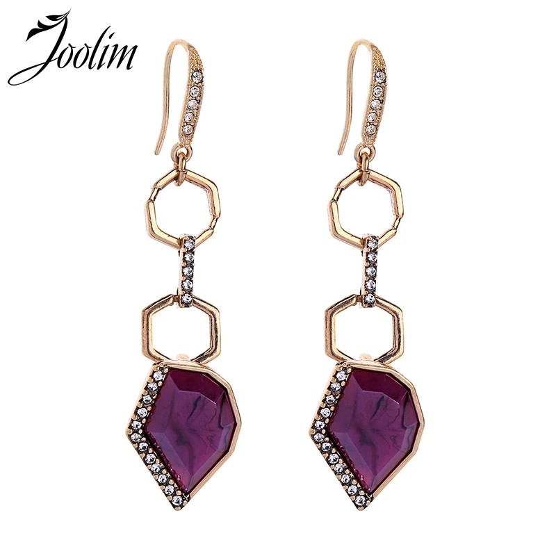 

Joolim Purple Semi-precious Drop Earring Work-tp-weekend Earrings for Women Geo Cut Earring