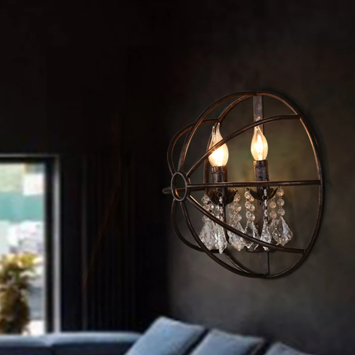 

led 14 Loft Iron Candle Crystal LED Lamp LED Light Wall lamp Wall Light Wall Sconce For Bar Store Foyer Bedroom Corridor