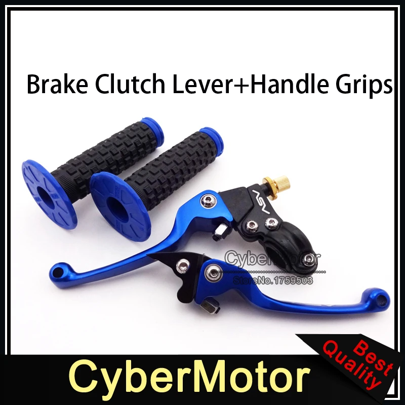 Blue Alloy Folding Brake Clutch Levers Throttle Handle Grips For