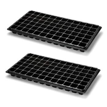

2Pcs/set 72-cell Seedling Starter Tray Seed Planting Insert Plug Tray Plant Growing Tray - Black