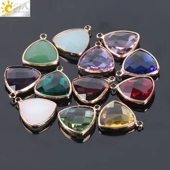 

CSJA 18mm 10Pc Mixed Color Loose Glass Beads Triangle Single Hole Multi-face Cut Jewelry Making Fit DIY Bracelet Necklace E982