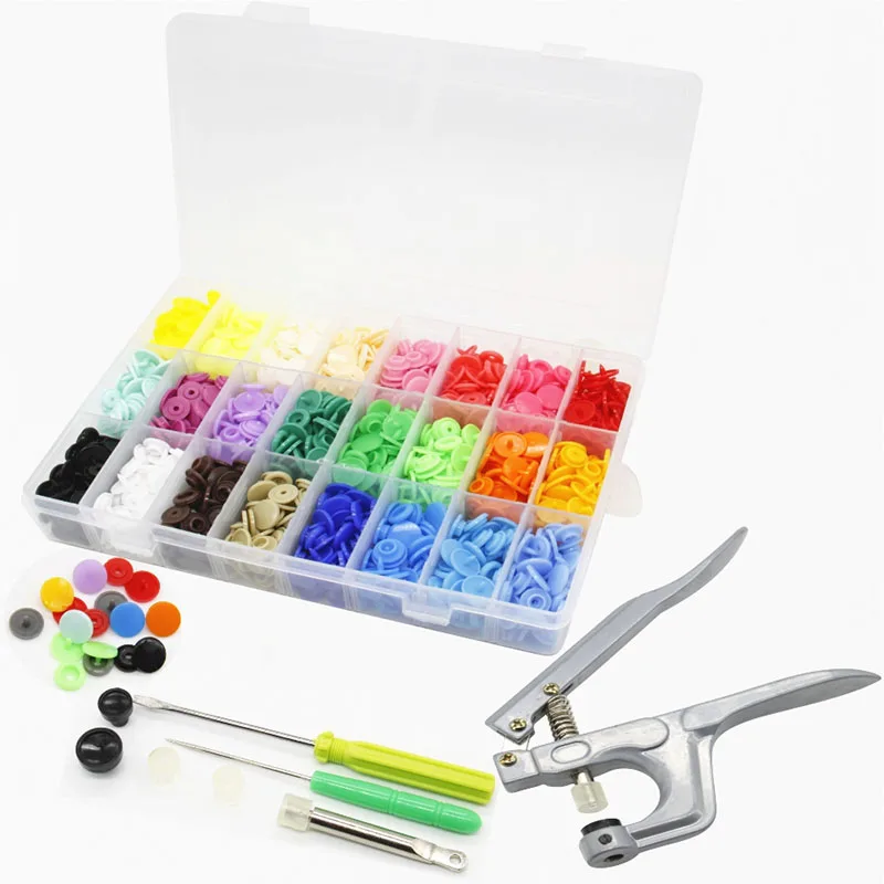 360 Sets T5 Snap Poppers Press Stud Buttons with Snap Pliers Tools and Box
