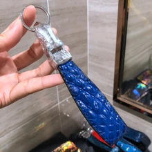 CAJIFUCO настоящий крокодиловый кожаный Автомобильный держатель для ключей Змеиный брелок для ключей Автомобильный Брелок