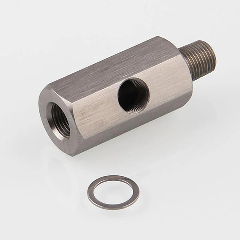 

1/8 BSPT Oil Pressure Sensor Tee To NPT Adapter Turbo Feed Line Gauge Silver Uk