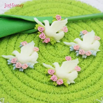 

30pcs Resin Peace Dove with Flower Bird Cabochon flatback Jewelry Making Scrapbooking Decoden Kawaii Cell Phone Deco