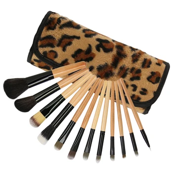 

12pcs Professional Makeup Brushes Set Brow Eyeshadow Lip Nasal Concealer Power Foundation Blender Blush & Leopard print package