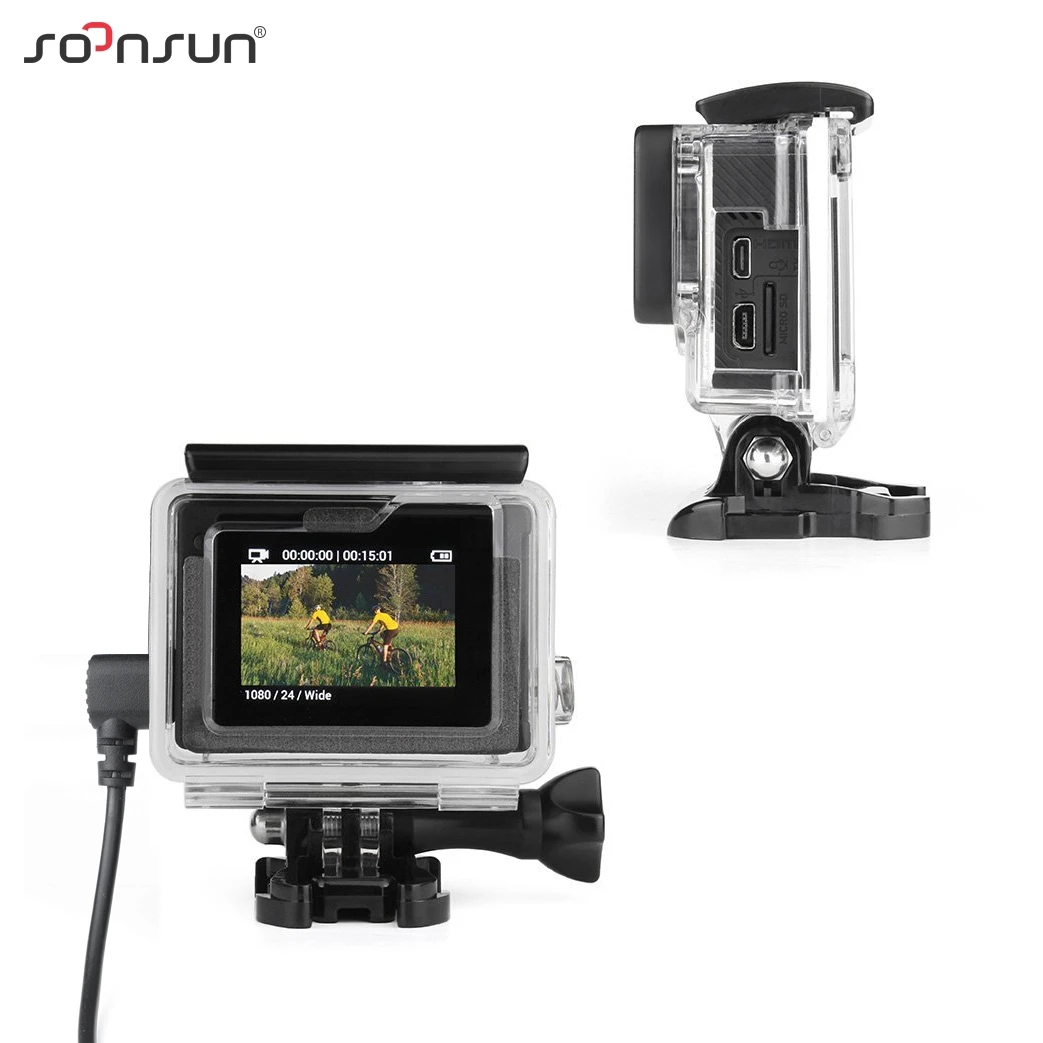 GoPro - こうすけ様 Soonsun-外部マイク付きの完全な交換用ハウジング,go pro 4用の
