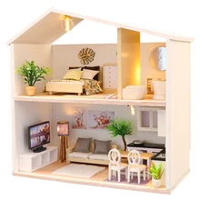 CUTEBEE Кукольный дом Миниатюрный Кукольный домик с мебельным комплектом деревянный дом Miniaturas игрушки для детей Новогодний Рождественский подарок M039