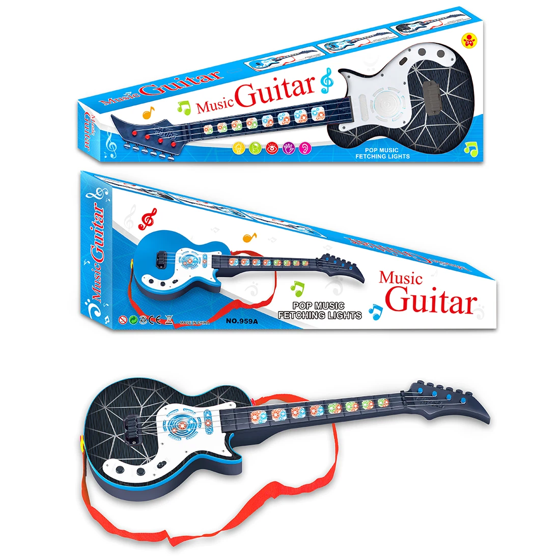

NFSTRIKE Children Musical Instruments Guitar Early Education Tool with Musical Light Kids Baby Musical Toys Early Educational
