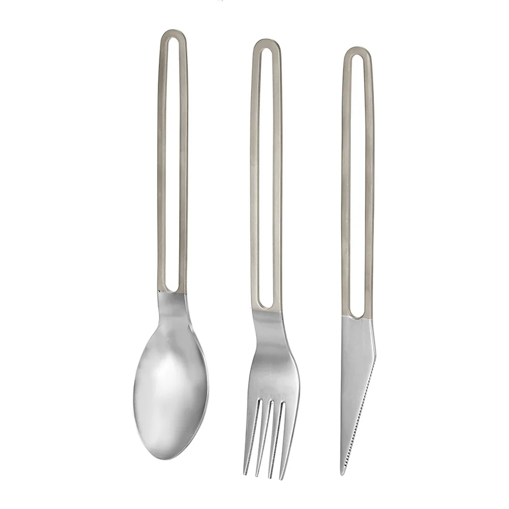 Calidad Superior de titanio cubiertos 3 piezas tenedor cortador cuchara Set vajilla cubiertos Kit Camping Picnic cubiertos viajes envío de la gota