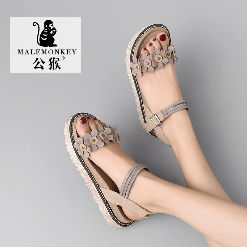 

New Summer Women Sandals Lady Flower Beach Flip Flops Fashion PU Leather Black Pink Sandals Designer Trendy Lady Slippers
