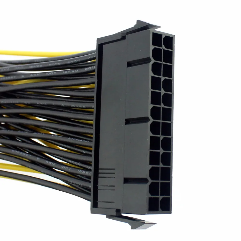 20+4Pin Dual PSU Power Supply Cable 24Pin ATX Motherboard Adapter Connector Extension Cables 18AWG Line for Mining Miner 20cm
