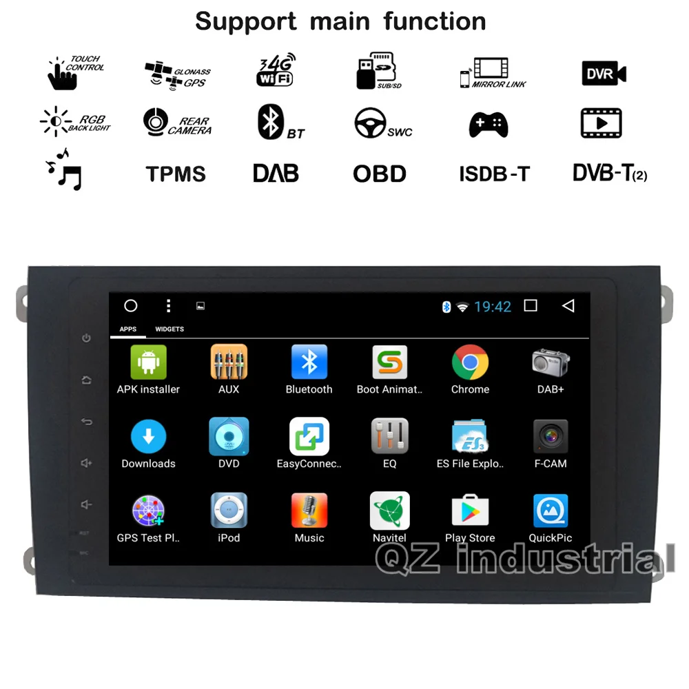 Discount QZ industrial HD 9inch Android 8.1 T3 for Porsche Cayenne car DVD player with Canbus GPS 3G 4G WIFI Radio Navi BT SWC Stereo Map 1