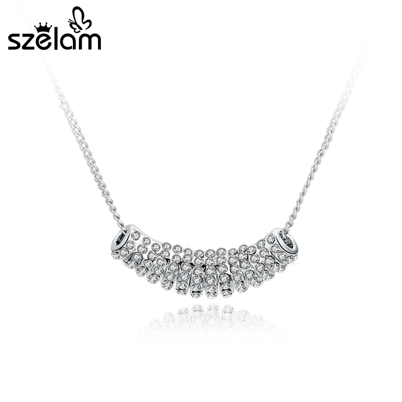 

MELIHE 2019 Classic Silver Plated Collar Necklaces Pendants Crystal Wedding Dress Jewlery For Women Accessories SNE150894