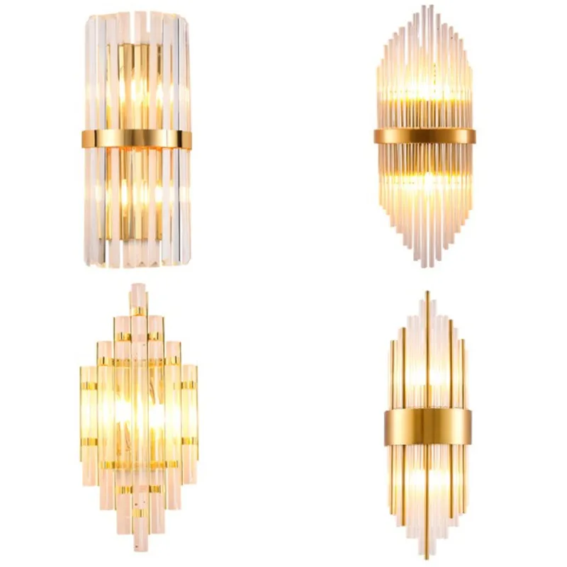 Golden Crystal Glass Wall Lamp