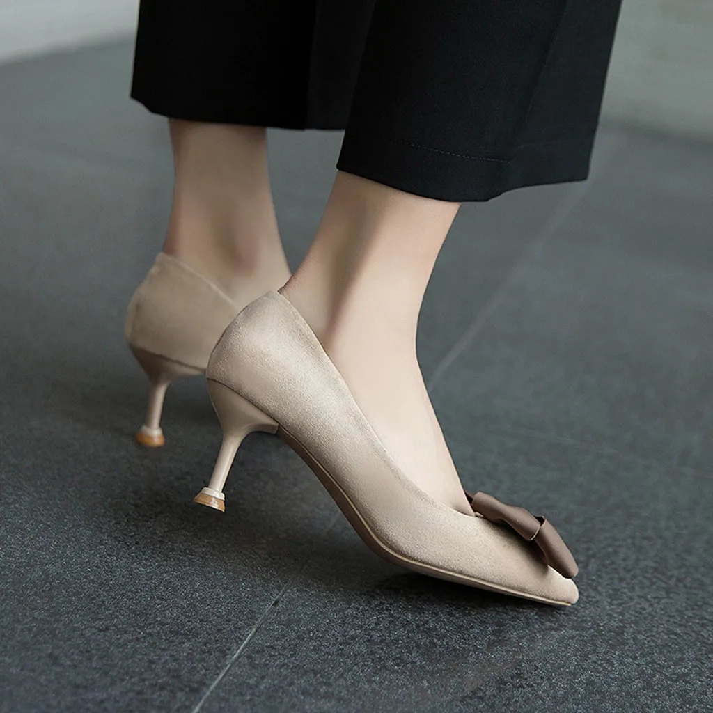 Épais Mujer Chaussures Femmes Été pink De Haute Profonde Non Zapatos Pompes Arc Printemps Talons slip Femme black Sexy Peu Bout Mode Pointu Beige wdZHWx5q