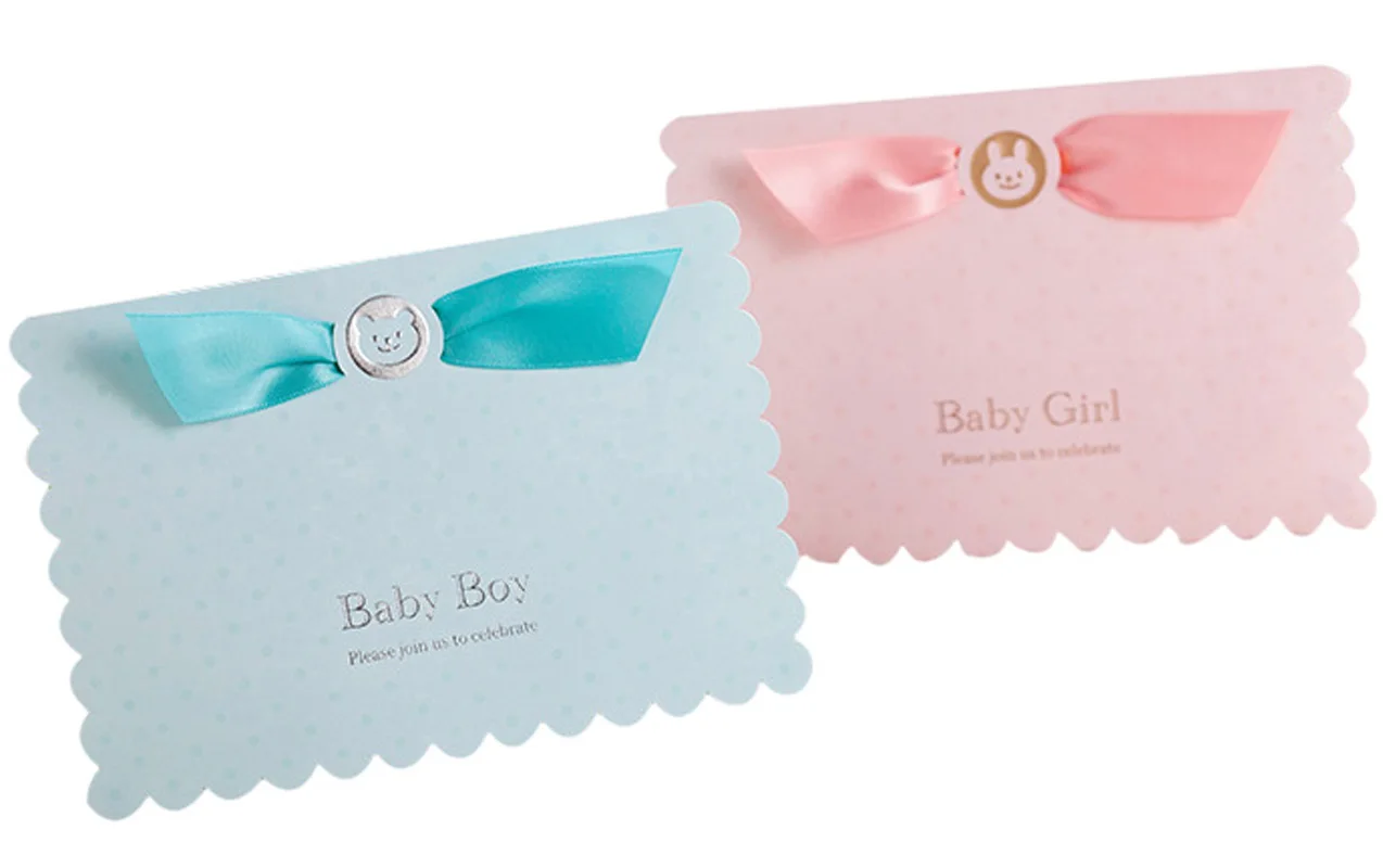 

[Welcome Baby] 100Pcs Pink & Tiffany Blue 3D Pop Up Card, Baby Shower Invitation Card, Bear Cartoon Baptism First Birthday Card