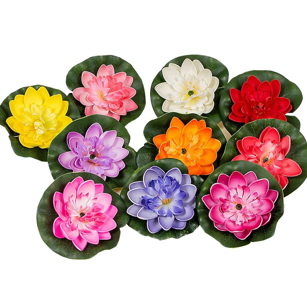 

1pcs/lot Real Touch Simulation Foam Lotus Lotus Water Lily Floating Pool Plant Wedding Garden EVA Pond Decoration