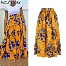 Элегантная плиссированная длинная юбка винтажная юбка с Африканским принтом этнические макси юбки с высокой талией Jupe Longue Femme