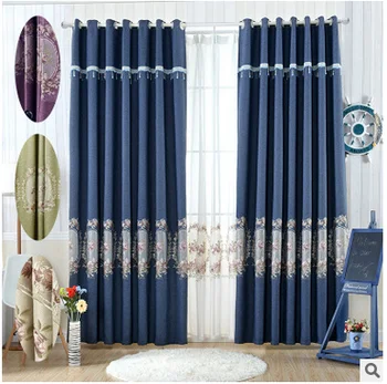 

Environmental protection embroidered window shade Europe Curtains for Living Room /Bedroom window curtain shade head