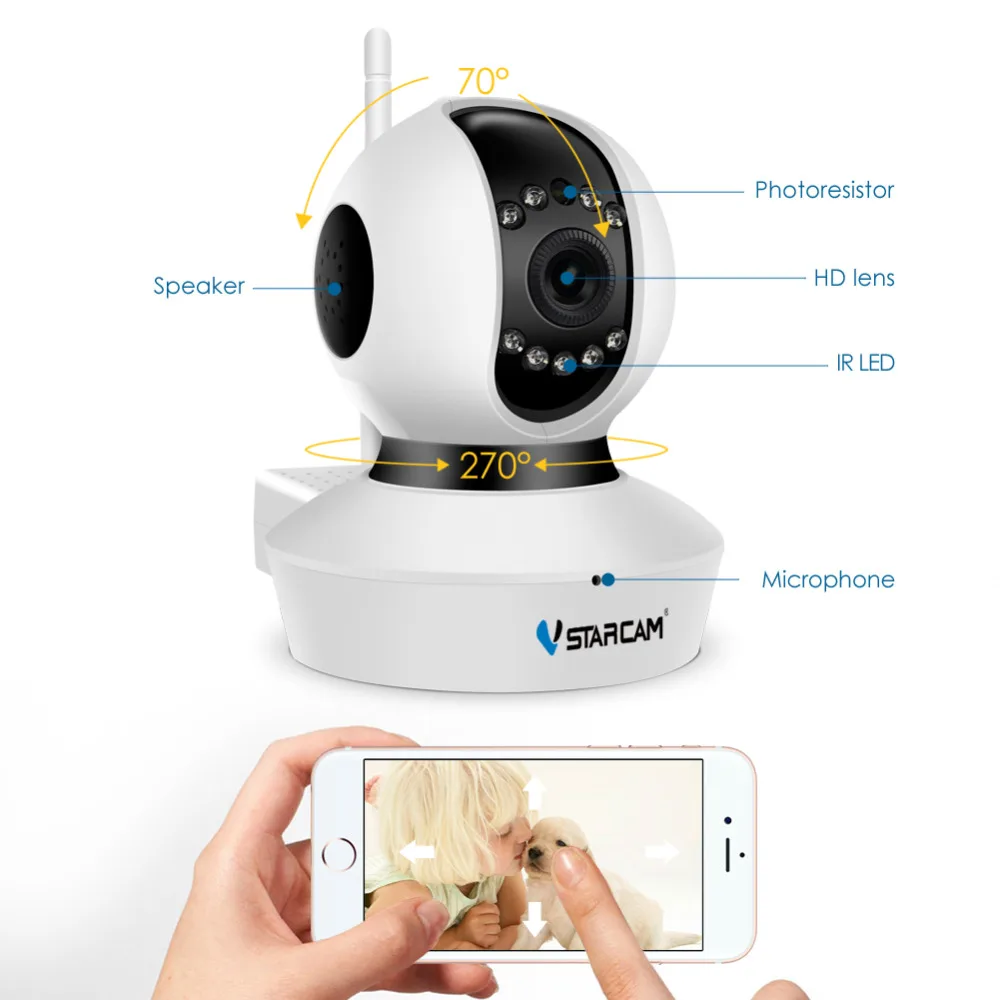 Vstarcam C7823WIP 720P Wifi ip-камера с 1,0 мегапиксельной P2P Беспроводной ip-камера 720P Мини Крытая ip-камера