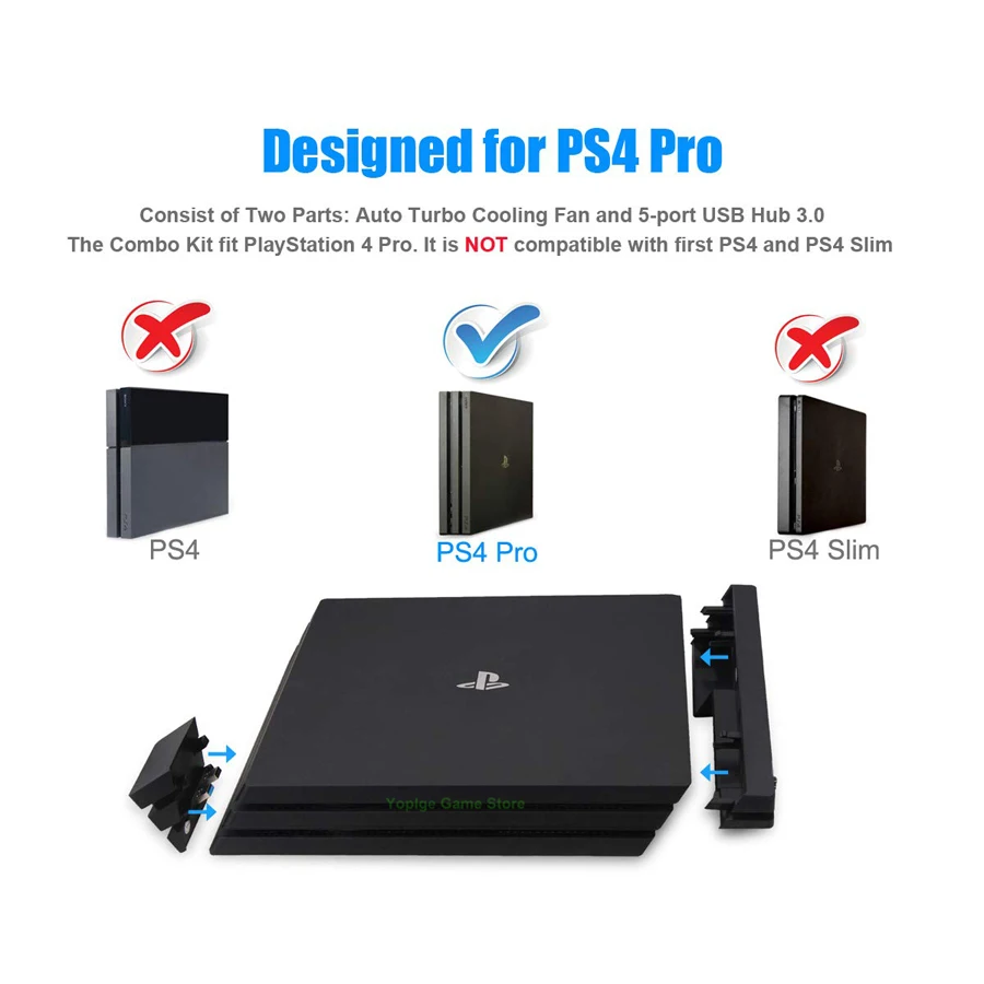 2 в 1 PS4 PRO Многофункциональный охлаждающий вентилятор+ 5 внешних usb-концентратор для sony Playstation 4 Play станция 4 Pro Аксессуары для игр