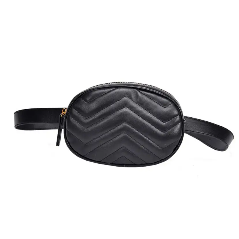 

Fashion lady's Waist Bag PU Leather Polyester Solid Zipper Shoulder Bags Soft Handle Square Messenger Bags