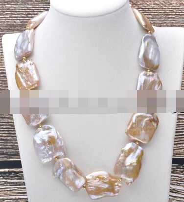 

hot sell- N1618 pink & lavender Square keshi pearl necklace -Top quality free shipping