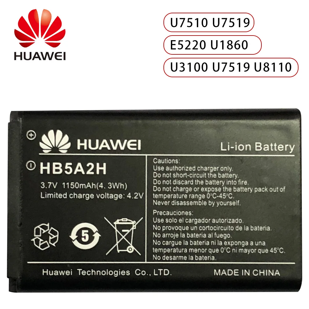 Оригинальный Huawei HB5A2H Аккумулятор для телефона T MOBILE PULSE MINI TAP U7510 U7519 E5220 8000 T550 U1860U3100