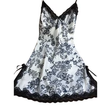 Ночная рубашка, женская ночная рубашка, женская сексуальная шелковая атласная v-образная Пижама без рукавов, кружевная сексуальная пижама