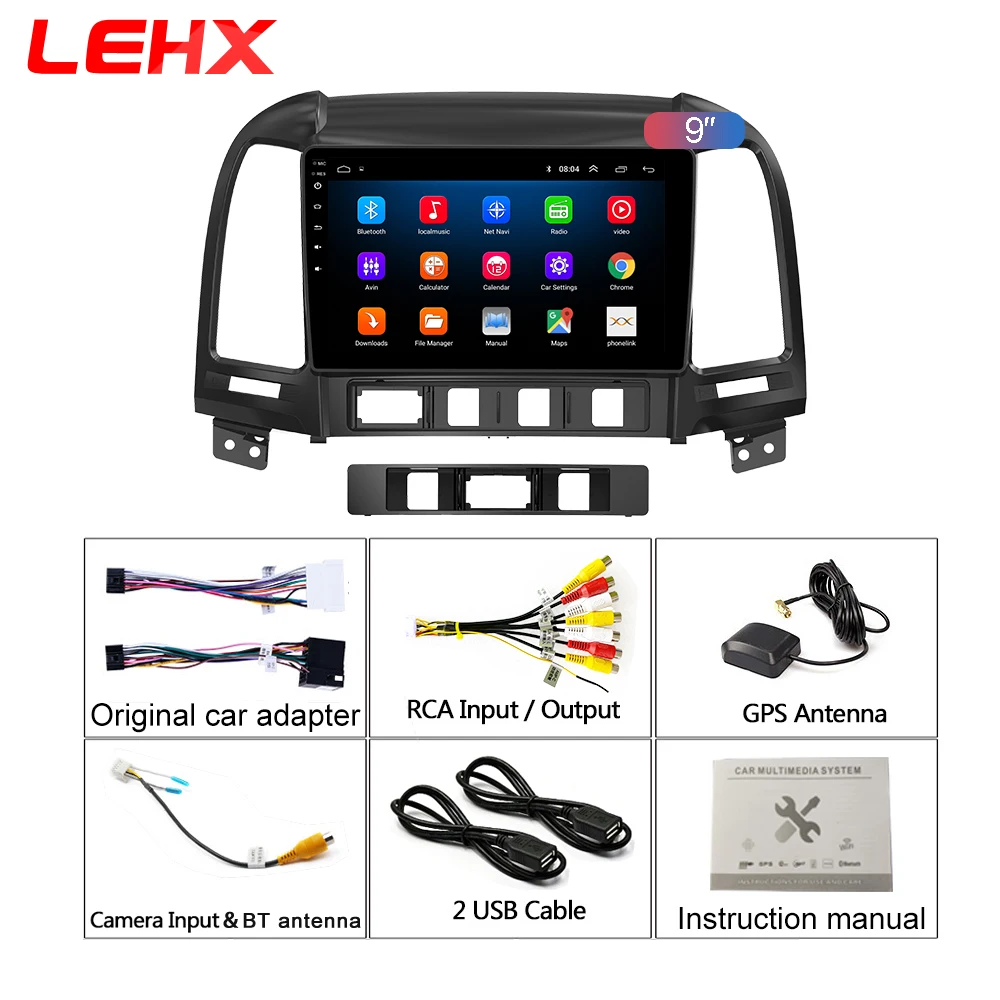 Flash Deal LEHX Car Radio  Android 8.1  2 Din Multimedia Player For Hyundai Santa Fe 2005-2012 WIFI Car DVD Gps Navigation 5