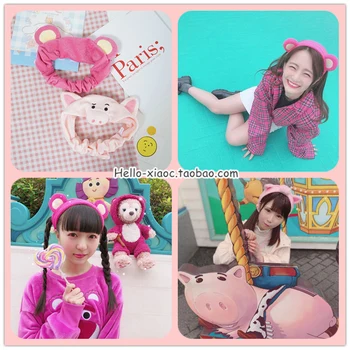 

1pc Japan cute Strawberry bear Plush Toys Cartoon pig bear Headband Hoop hairband hairwear For Girls Gifts