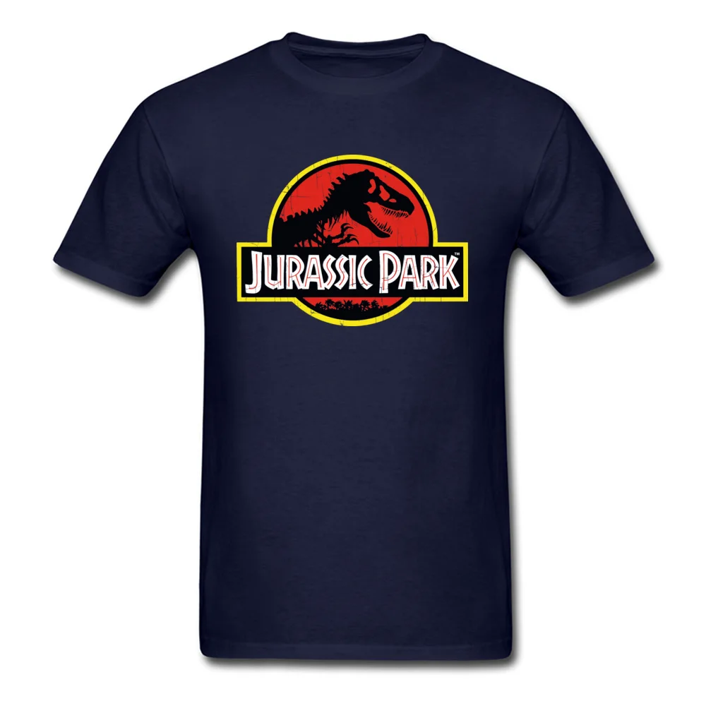 Fashion Jurassic Park Design Short Sleeve T-shirts ostern Day O Neck Cotton Tops Shirts for Men T-shirts Casual Jurassic Park navy