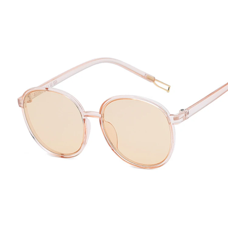 Круглые Солнцезащитные очки женские брендовые дизайнерские овальные негабаритные Солнцезащитные очки женские ретро черные очки UV400 - Цвет линз: Champagne